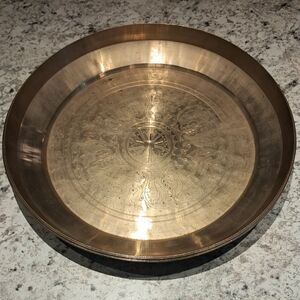 Vintage Elegant Brass Heavy Decorative Tray/ Charger Plate From India